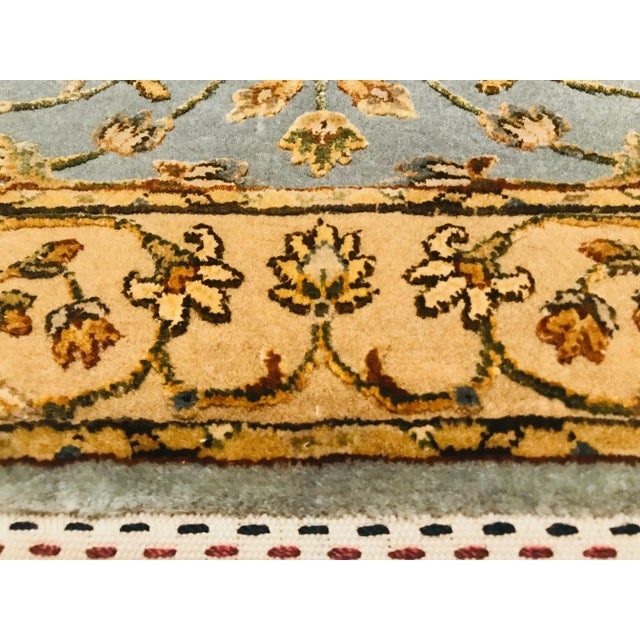 Blue and Gold Yellow Wool & Silk Handmade Jaipur Carpets, 1984, Set of 2 For Sale - Image 6 of 12