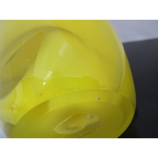 Glass Stadelman Yellow Hand Blown Pacific Nw Studio Art Glass Handkerchief Ruffle Vase For Sale - Image 7 of 12