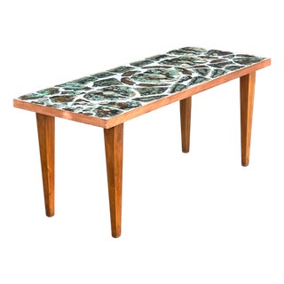 Mid-Century Modern Brecciated Marble Coffee Table With Copper Flat Moulding Frame For Sale