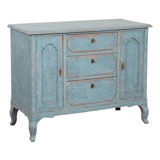 Swedish 19th Century Blue Painted Small Sideboard Console For Sale