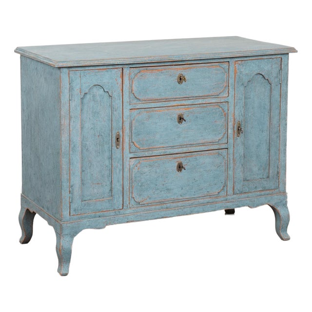 Swedish 19th Century Blue Painted Small Sideboard Console For Sale
