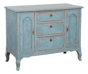 Swedish 19th Century Blue Painted Small Sideboard Console