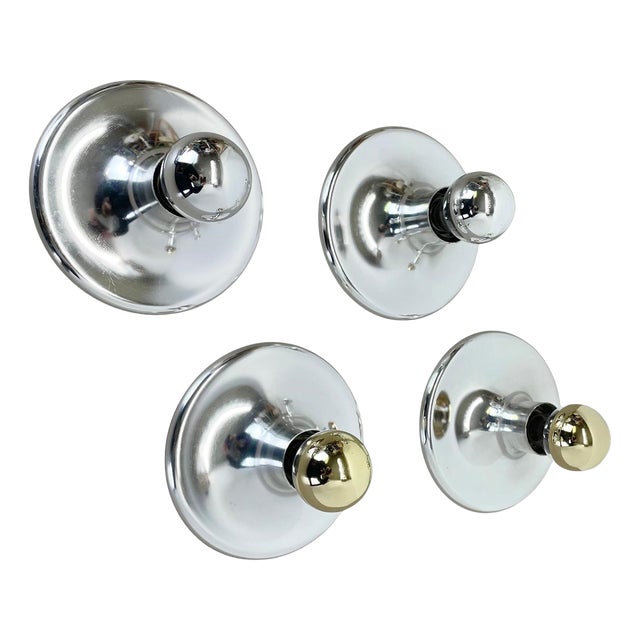 Silver Disc Wall Lights from Charlotte Perriand, Germany, 1970s, Set of 4 For Sale