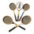 Collection of Vintage Wooden Wilson Tennis Rackets With Cover and Blue and Yellow Accents For Sale