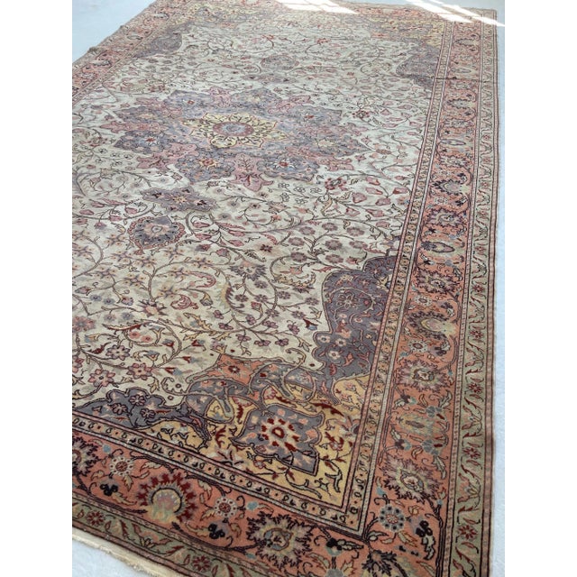 1950's Vintage Arabesque Turkish Vine Design Elongated Pastel Rug 8.10 X 13 For Sale In Milwaukee - Image 6 of 6