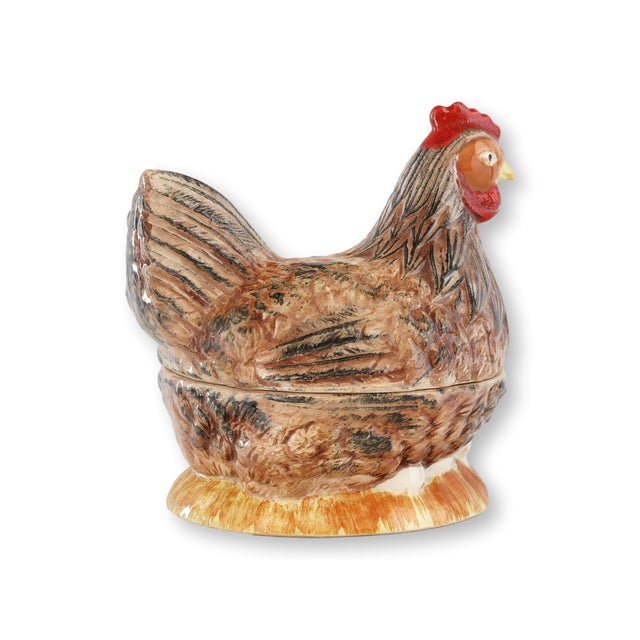 Midcentury French Majolica Hen Pâté Dishes For Sale - Image 4 of 9