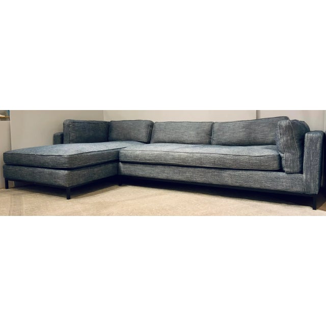 Modern Two Piece Blue-Gray Sectional Sofa For Sale In Atlanta - Image 6 of 6