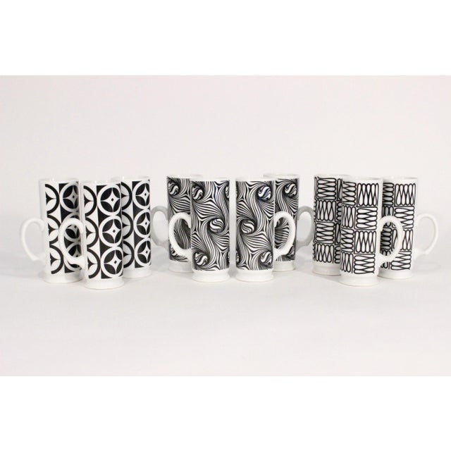 1960s 1960's Mod Black and White Cappuccino Mugs For Sale - Image 5 of 13