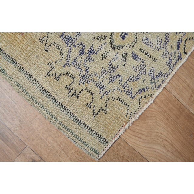 1970s Vintage Handmade Wool Cotton Beige Runner Rug For Sale - Image 4 of 6