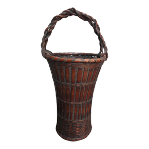 1900s Meiji Japanese Bamboo Basket Ikebana Tea Ceremony Flower Basket