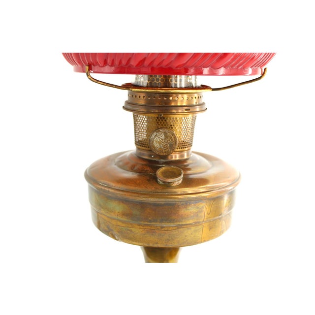 Red Vintage Aladdin Model 12 Electrified Oil Table Lamp With Swirled Glass Shade, Mantle For Sale - Image 8 of 18