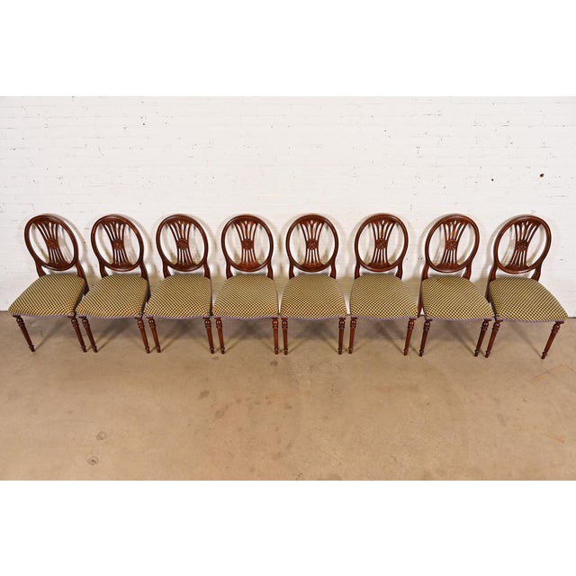 Late 20th Century French Regency Louis XVI Carved Mahogany Dining Chairs by Bevan Funnell, Set of Eight For Sale - Image 5 of 13