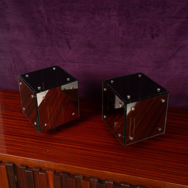 Italian Prisma Glass and Mirrored Table Lamps by Studio A.R.D.I.T.I for Sormani, 1970s, Set of 2 For Sale - Image 13 of 18