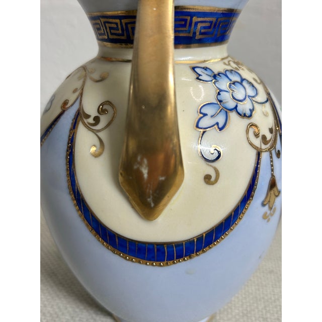Antique Morimura Bros. Nippon Double-Handled Porcelain Vase - Hand-Painted Floral For Sale - Image 9 of 10
