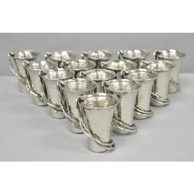 Modern Late 20th Century Michael Aram Wisteria Collection Hammered Nickel Silver Plated Small 4" Vase For Sale - Image 3 of 15