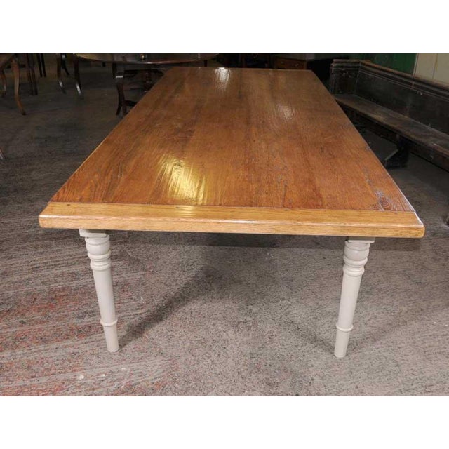 Oak Refectory Dining Table with Painted Base For Sale - Image 9 of 10