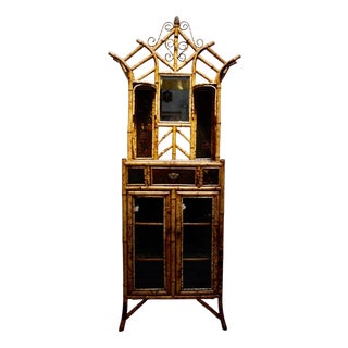 19th Century Victorian Japonisme Aesthetic Movement Bamboo Display Cabinet, 1880 For Sale