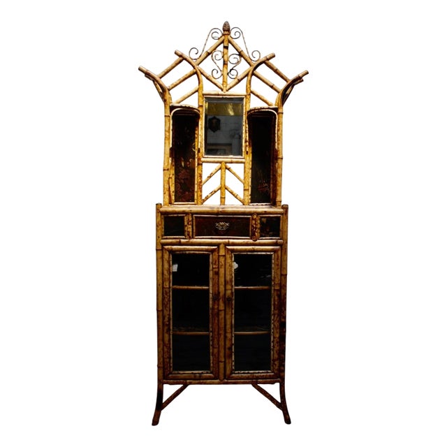 19th Century Victorian Japonisme Aesthetic Movement Bamboo Display Cabinet, 1880 For Sale