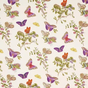 Schumacher Baudin Butterfly Chintz Fabric in Turquoise