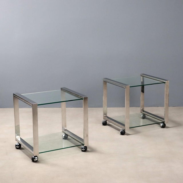 Vintage Bedside Tables with Glass Top, Set of 2 For Sale - Image 8 of 8