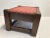 Boho Chic Bohemian Wood Stool Red Vinyl Small and Low For Sale - Image 3 of 5