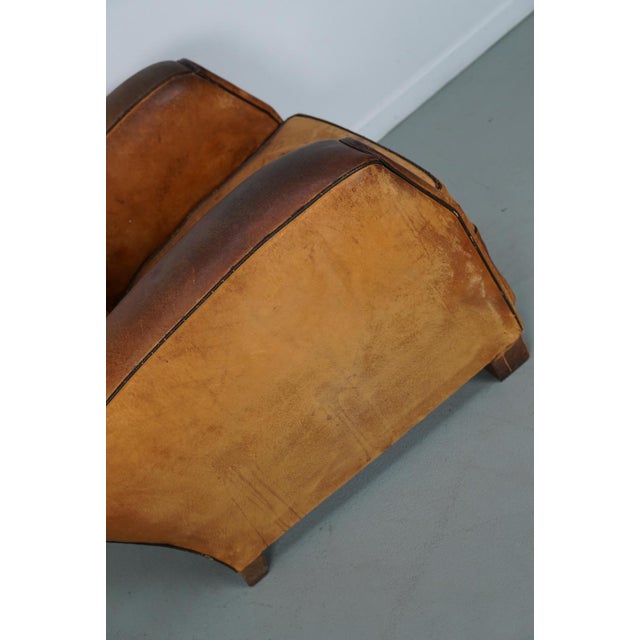 Vintage French Cognac-Colored Leather Club Chair, 1950s For Sale - Image 6 of 18