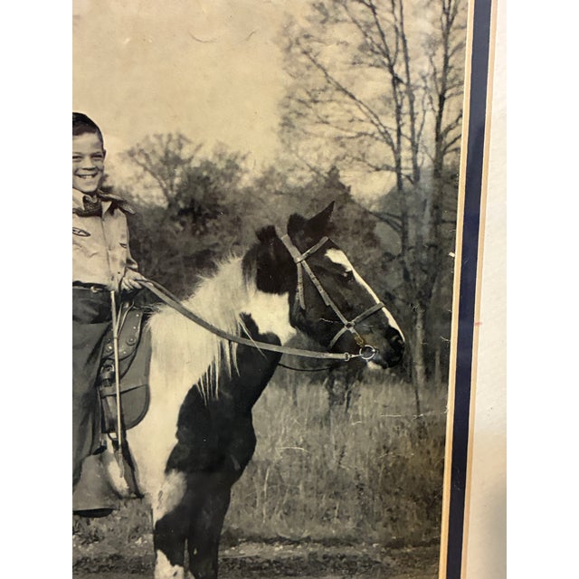 Vintage Framed Black and White Photo "Justin Tubb and His Pony" For Sale - Image 9 of 11
