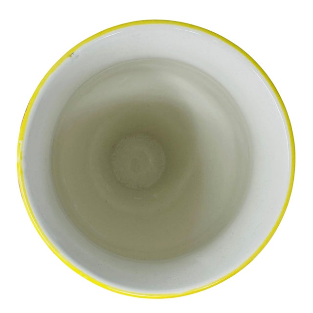 Vintage 1980s Italian Hand-Painted Yellow Floral Ceramic 12-Inch Urn Vase For Sale - Image 9 of 12