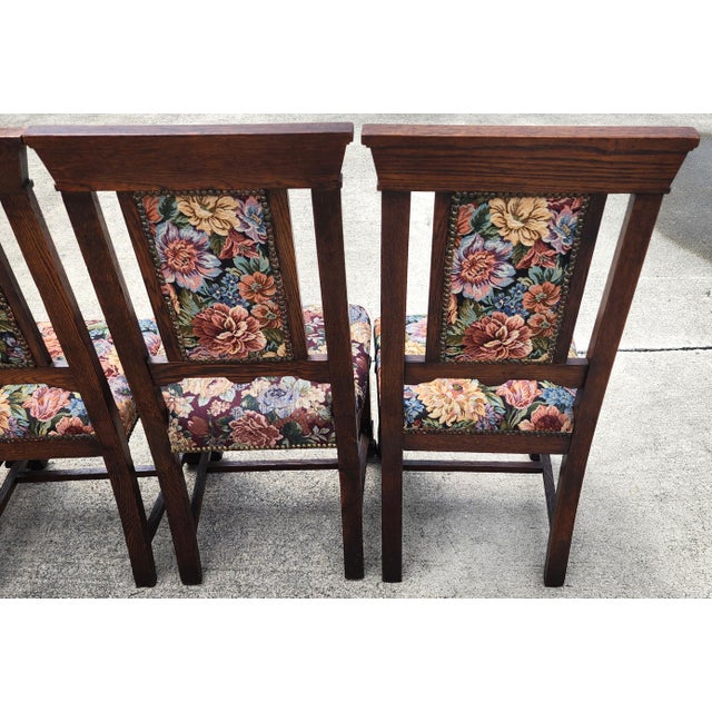 Brown Antique English Oak Dining Chairs 1800s Set of 6 For Sale - Image 8 of 16