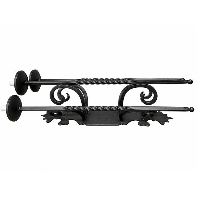 Gothic Vintage Gothic Style Black Wrought Iron 3-Light Wall Sconce Electric Candles For Sale - Image 3 of 4