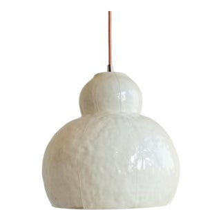 Modern Handmade White Ceramic Pendant Light For Sale