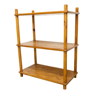 Scandinavian Rectangular Shelf in Pine with Round Pencil Legs, 1960s For Sale