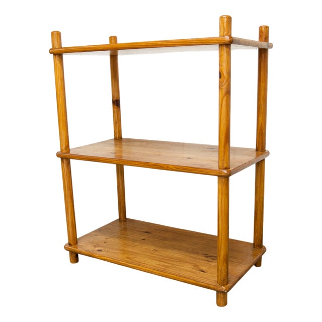 Scandinavian Rectangular Shelf in Pine with Round Pencil Legs, 1960s For Sale