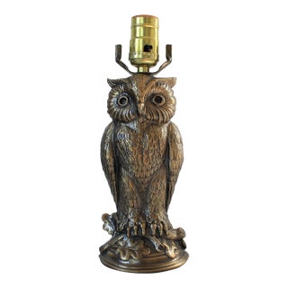Mid-Century Cast Owl Table Lamp For Sale