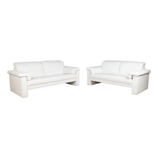 4000 Two-Seater Leather Sofa in Cream White from Rolf Benz, Set of 2 For Sale