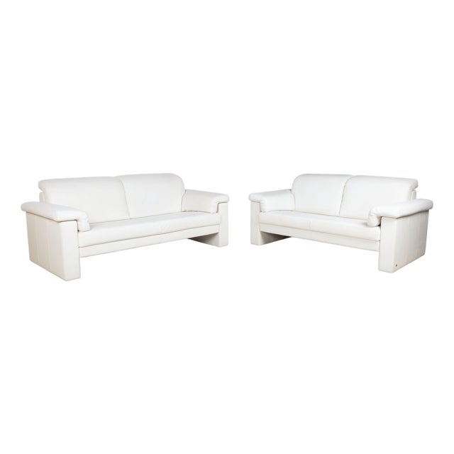4000 Two-Seater Leather Sofa in Cream White from Rolf Benz, Set of 2 For Sale