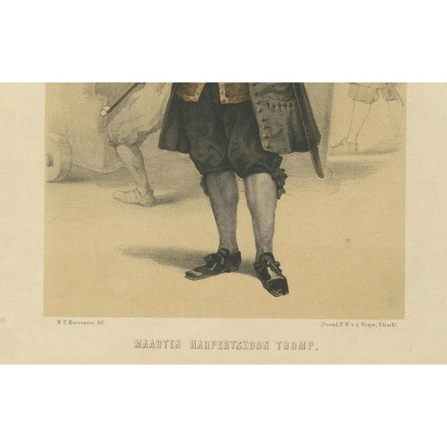 Maarten harpertszoon tromp – dutch admiral, 19th-century hand-colored lithograph item : this 19th-century hand-colored...