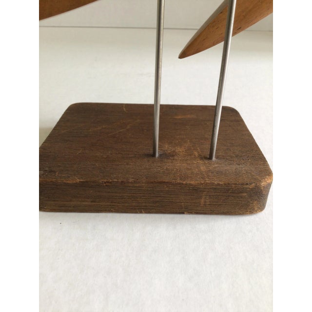 Brown 1950s Carved Wooden Sculpture of Leaping Man Mounted on Wood Base For Sale - Image 8 of 9