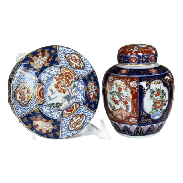 In the finest yet astonishingly strong Japanese porcelain, here is a truly superb set of imari objects for the home. A...