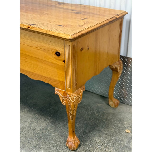 1980s Late 20th Century Georgian Farmhouse Rustic Pine Carved Desk For Sale - Image 5 of 11