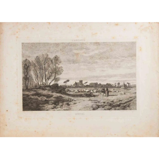 Alexandre Segé, View of Ostia, Etching, 1860s For Sale - Image 3 of 3