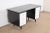 1950s Paul McCobb Planner Group Black and White Lacquered Double Pedestal Desk and Chair, Newly Refinished For Sale In South Bend - Image 6 of 13