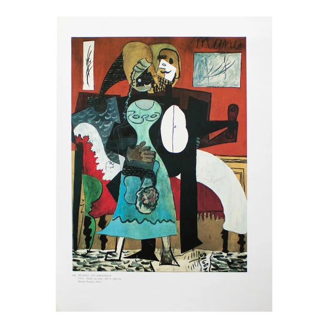 1985 After Pablo Picasso, "The Lovers" Parisian Full-Color Print For Sale