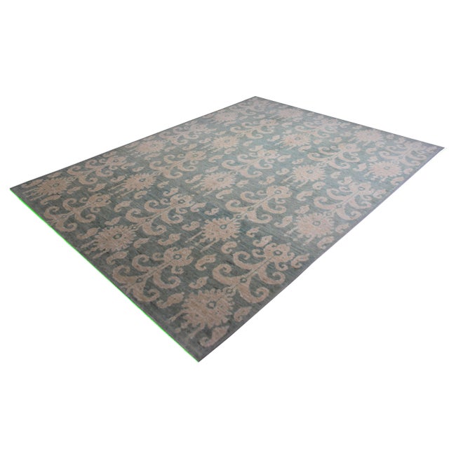 This stunning Ikat rug is hand knotted in 2020's in Afghanistan with Floral design woven of 75% wool and 25% cotton. This...