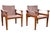 2000 - 2009 Suede and Teak Open Frame Safari Chairs with Sling Arms, 2000s, Set of 2 For Sale - Image 5 of 14