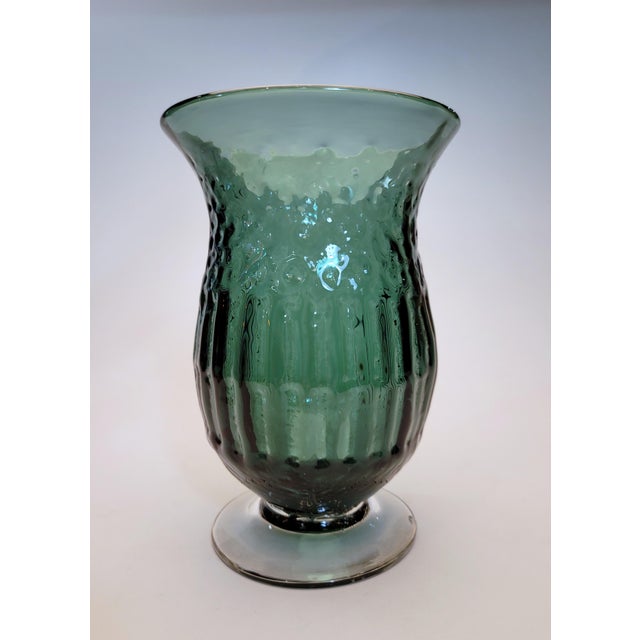 Beautiful handblown highly textured footed Blenko vase designed by John Nickerson for Blenko Glass Company cira 1970's....