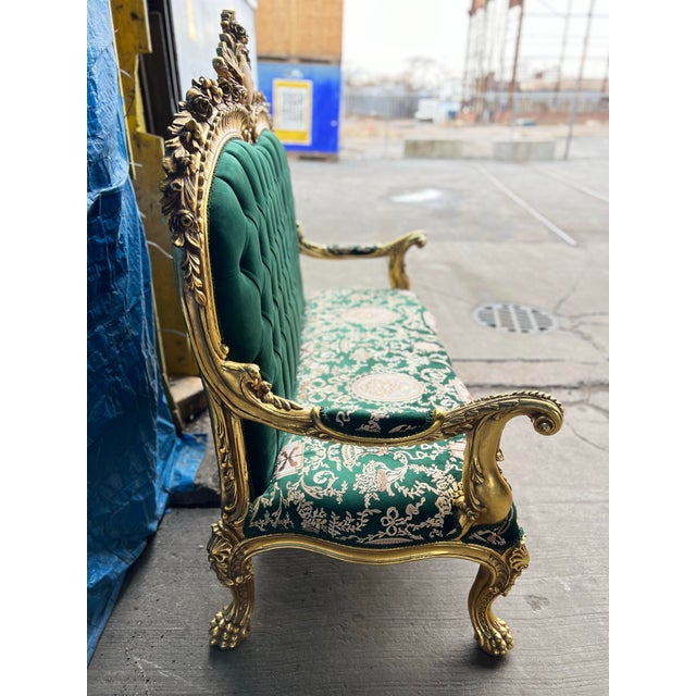 1960s Throne Sofa Settee Love Seat in Gold Leaf For Sale - Image 5 of 12