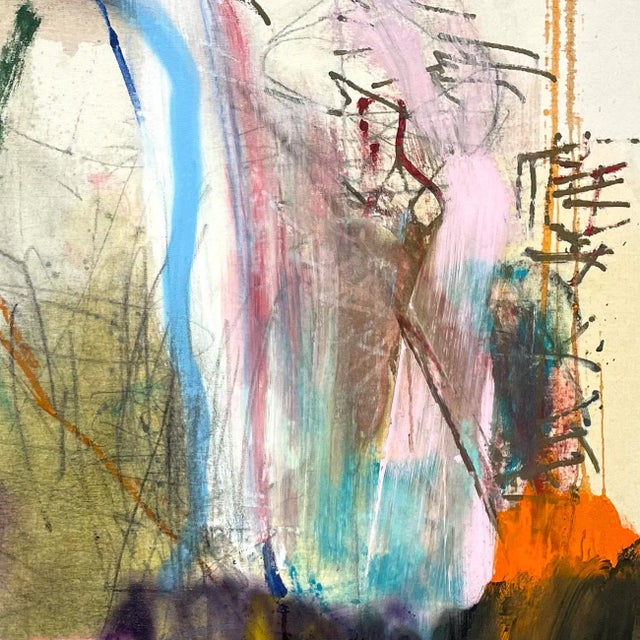 Abstract Contemporary Abstract Mixed Media on Canvas Painting "Daybreak" by Ludovic Dervillez For Sale - Image 3 of 3