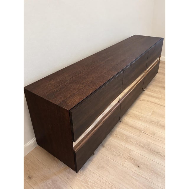 Wood Seared Oak Sideboard With Polished Stainless Steel Inlay. For Sale - Image 7 of 8