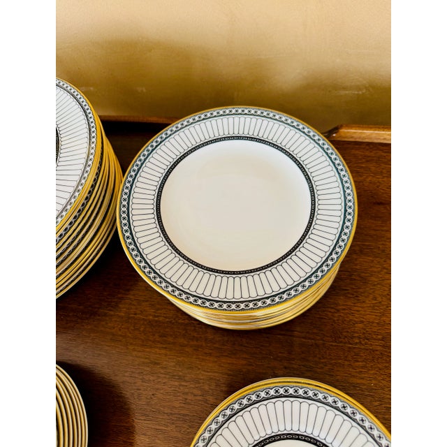 1980s Wedgewood Black "Colonnade" Bone China Dinner Service for Twelve- 67 Pieces For Sale - Image 11 of 11